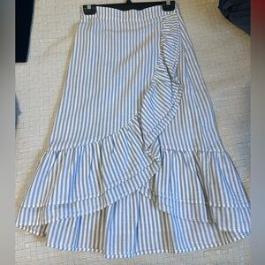 GAP 100% Cotton Striped Blue and White Skirt